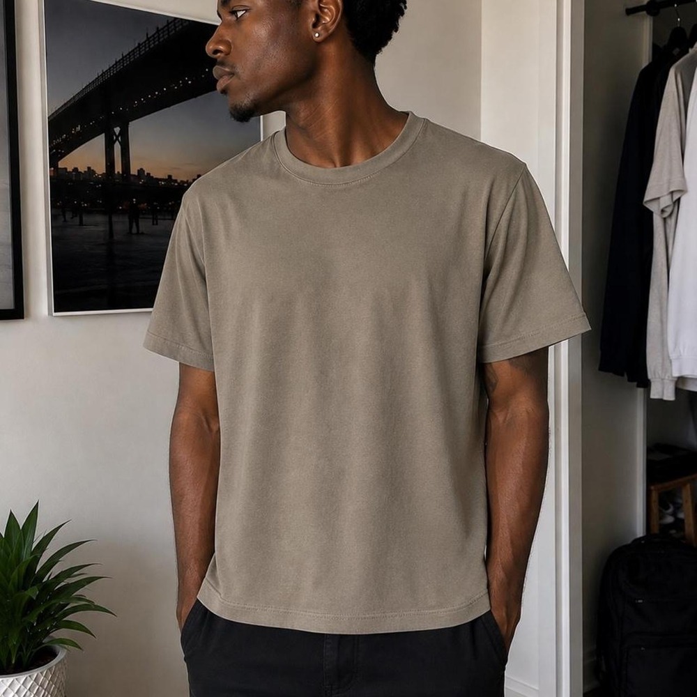 NOMATIC Outset Men's Small Taupe Olive Travel T-Shirt Minimalist Tee